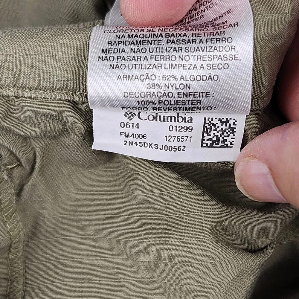 Columbia PFG Shorts Mens 40 Sage Green Ripstop Omni-Shade Fishing Cargo Outdoor